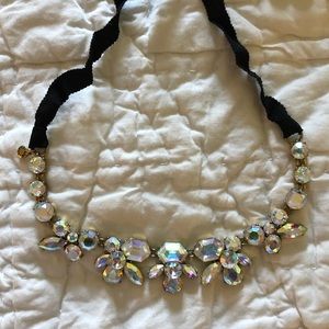 J.Crew necklace - iridescent with black ribbon tie